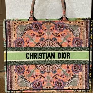 Christian Dior Large Book Tote with beautiful spring/summer threading.